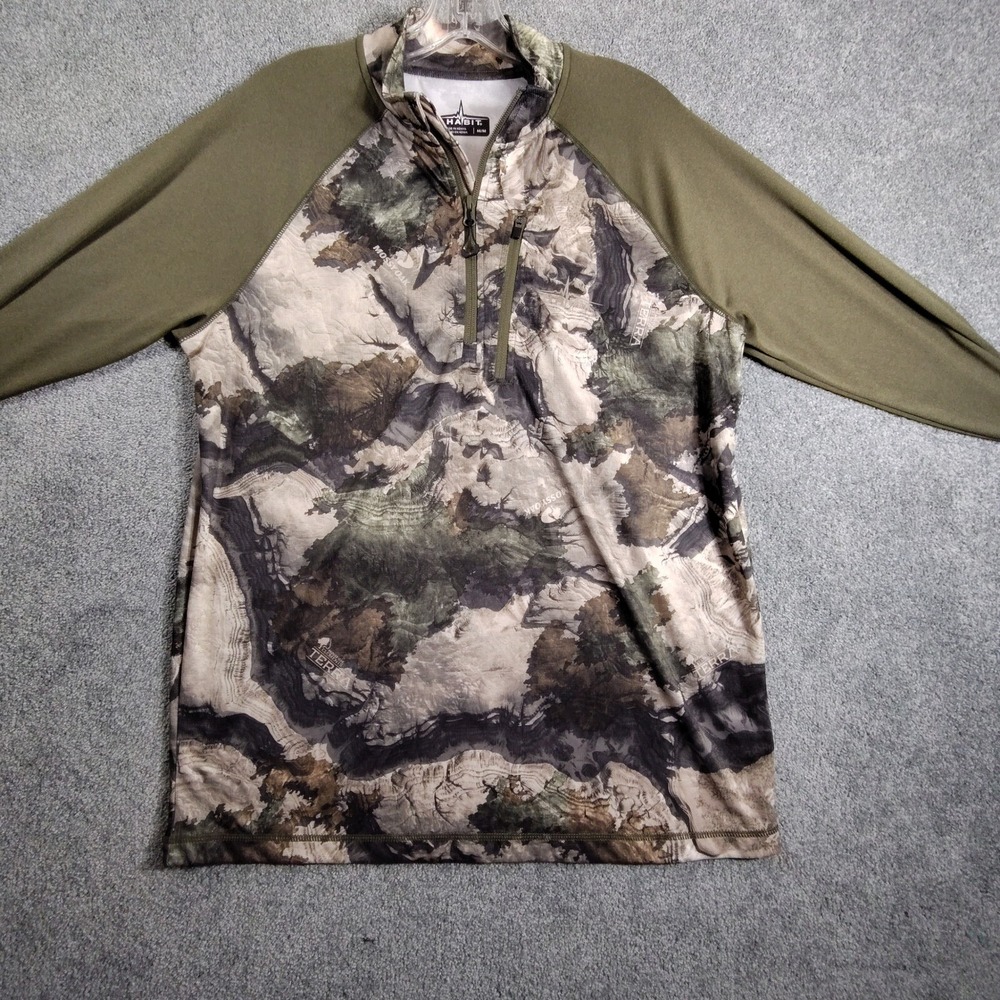 Habit Pullover Hunting Shirt Boys M Mossy Oak Terra Gila Green 1/4 Zip Good